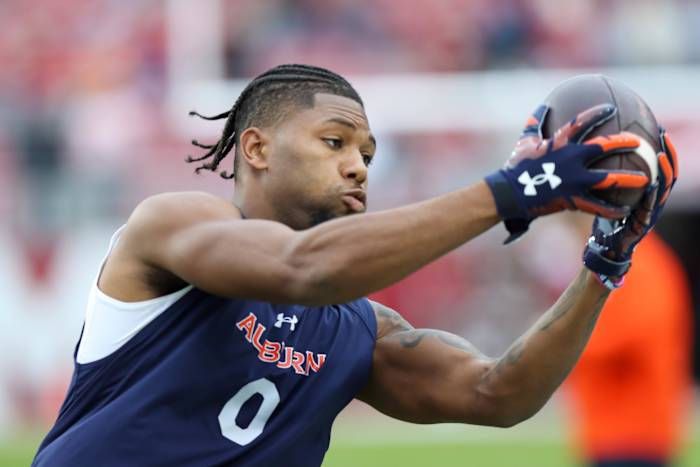 Koy Moore pregame before the Iron Bowl.